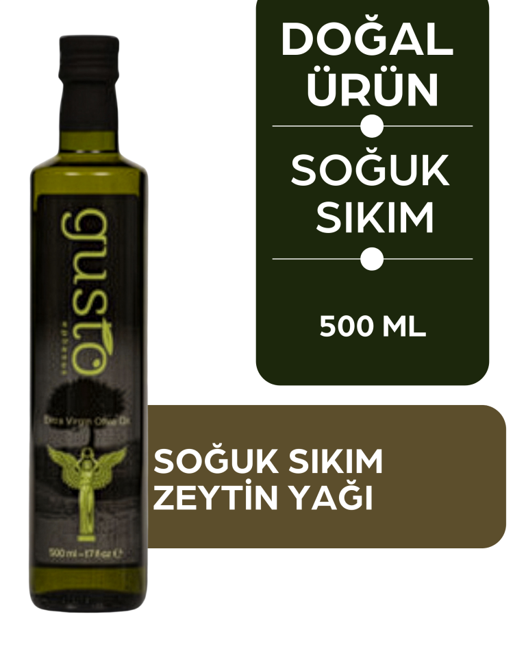 Gusto Ephesus %100 Doğal Soğuk Sıkım Zeytinyağı – 500 ml Cam Şişe | Ege Naturel Sızma