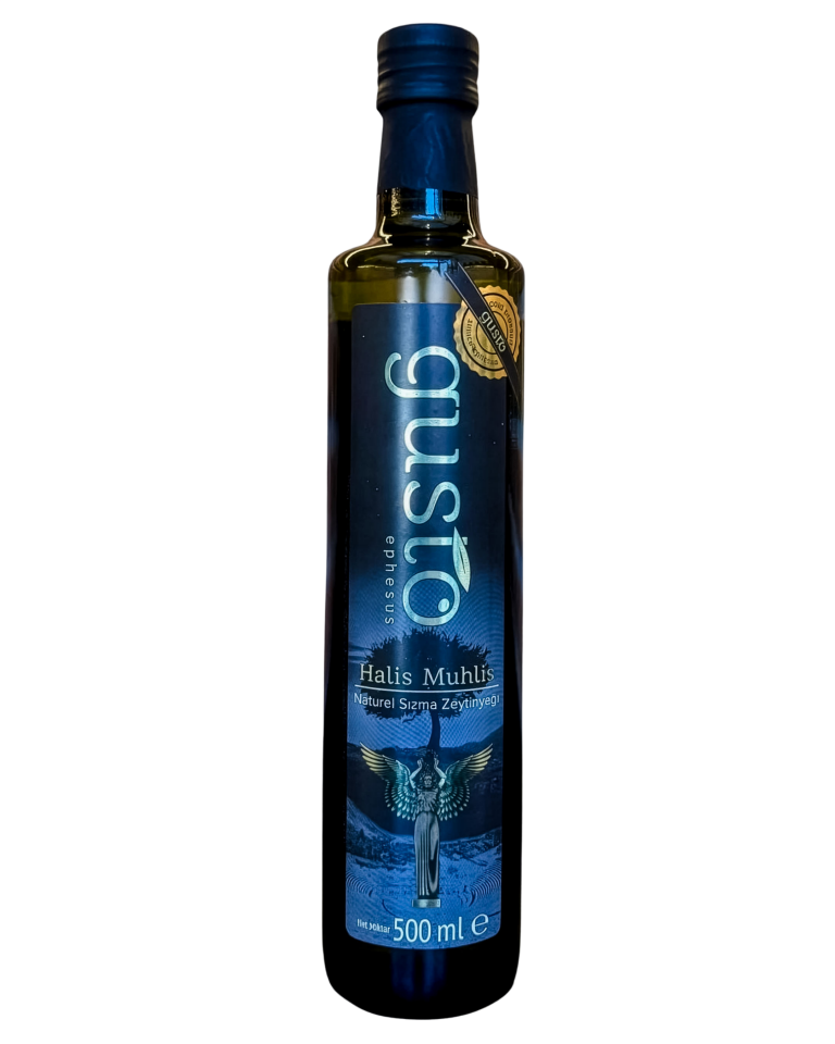 Gusto Ephesus %100 Doğal Erken Hasat Soğuk Sıkım Zeytinyağı – 500 ml Cam Şişe | Ege Naturel Sızma
