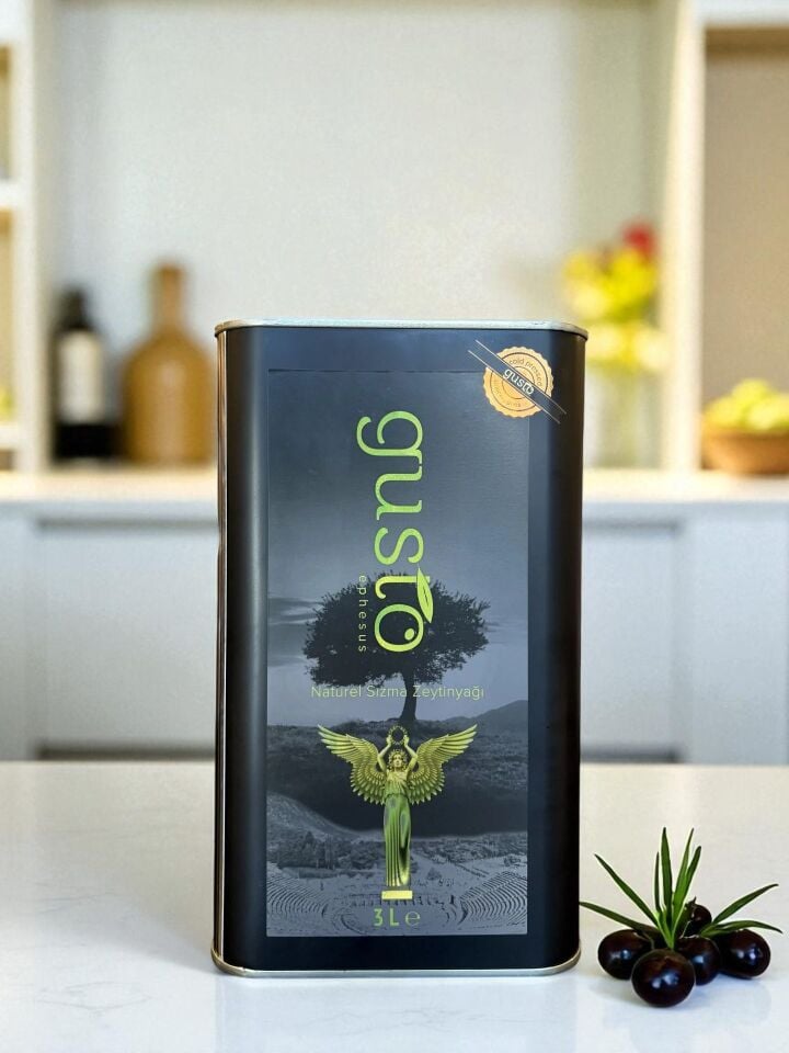 Gusto Ephesus %100 Doğal Erken Hasat Soğuk Sıkım Zeytinyağı – 3 Litre | Ege Naturel Sızma