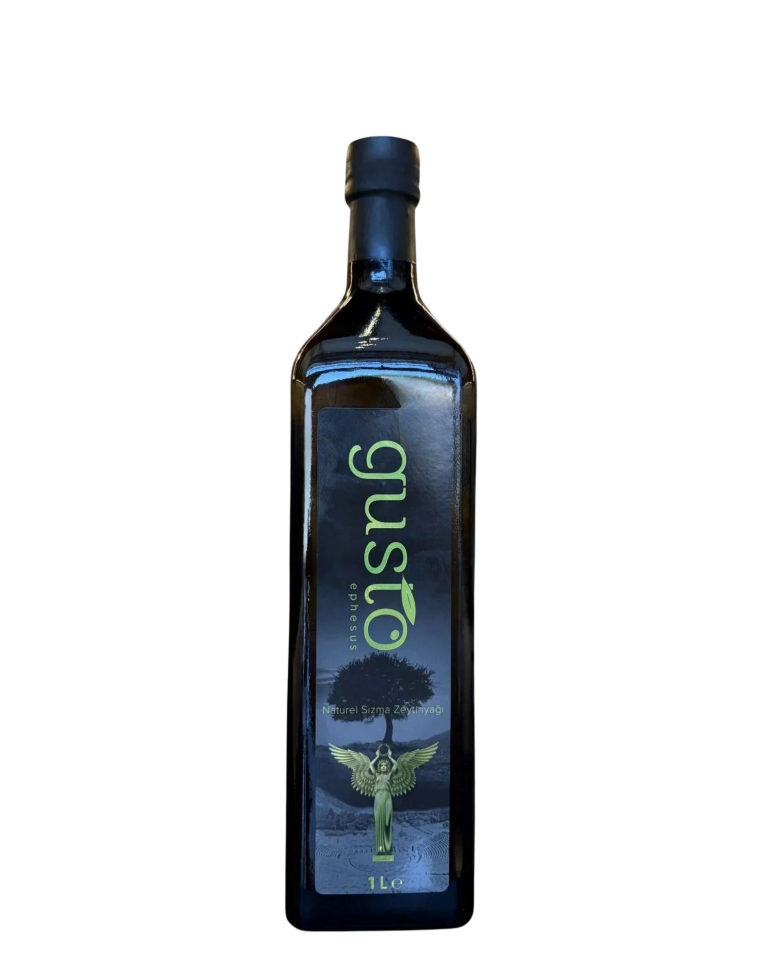 Gusto Ephesus %100 Doğal Soğuk Sıkım Zeytinyağı – 1 Litre Cam Şişe | Ege Naturel Sızma